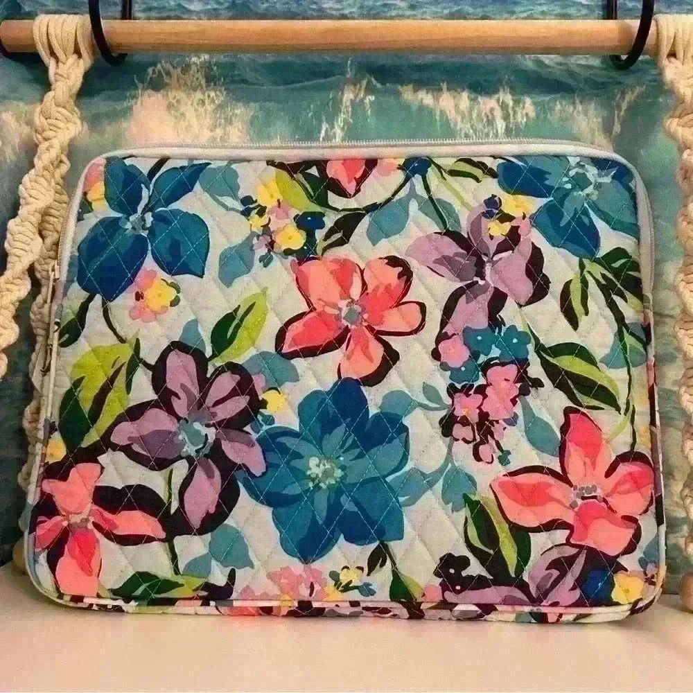 Vera Bradley Blue Pink Purple Floral Laptop Zippered Case
